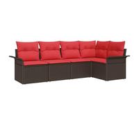 vidaXL Ensemble de canapé de Jardin 5 pcs Marron polyrotin, Salon de Jardin et terrasse, canapé modulable, matériaux résistants aux UV, fauteuils durables, Style Moderne