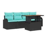 vidaXL Ensemble de canapé de Jardin 5 pcs Noir Poly rotin, Canapé d'extérieur modulable, mobilier de Jardin Robuste, rotin résistant aux UV, Coin détente pour Le Printemps