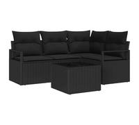 vidaXL Ensemble de canapés de jardin 5 pcs noir poly rotin