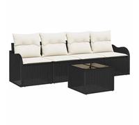 vidaXL Ensemble de canapé de Jardin 5 pcs Noir Poly rotin, Salon de Jardin, mobilier en rotin, sièges extérieurs, Sofa modulable, Balcon, Confort assuré.