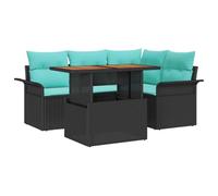 vidaXL Ensemble de canapé de Jardin 5 pcs Noir Poly rotin, Sofas modulaires Modernes pour Jardin, Ensemble Lounge Durable et résistant aux UV, Parfait pour la terrasse