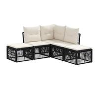 vidaXL Ensemble de canapé de Jardin 5 pcs Noir polyrotin, Canapé de Jardin, Chaise Longue Moderne, Meubles d'extérieur résistants aux intempéries, Design modulaire pour Patio