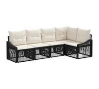 vidaXL Ensemble de canapé de Jardin 5 pcs Noir polyrotin, Canapé de Jardin, Design modulable, résistant aux intempéries, Confort Balcon, Salon extérieur, mobilier arrière-Cour