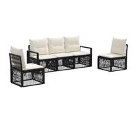 vidaXL Ensemble de canapé de Jardin 5 pcs Noir polyrotin, Canapé de Jardin Moderne, résistant aux intempéries, Design modulable, Ensemble en rotin, sièges Confortables, Coussins Inclus