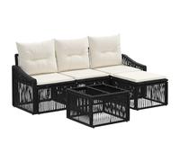 vidaXL Ensemble de canapé de Jardin 5 pcs Noir polyrotin, Canapé d'extérieur Moderne, résistant aux intempéries, Design modulaire, avec Pieds réglables pour Jardin et Patio