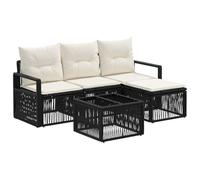 vidaXL Ensemble de canapé de Jardin 5 pcs Noir polyrotin, Canapé d'extérieur Moderne, Sofa résistant aux intempéries, Salon modulable, Chaise Longue rembourrée en Poly rotin