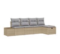 Vidaxl Ensemble De Canapé De Jardin 5 Pièces Avec Coussins Beige En Poly Rattan Beige