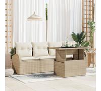 Vidaxl Ensemble De Canapé De Jardin 5 Pièces Avec Coussins Beige En Rotin Poly Beige