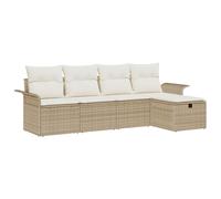 Vidaxl Ensemble De Canapé De Jardin 5 Pièces Avec Coussins Beige Rattan Pe Beige