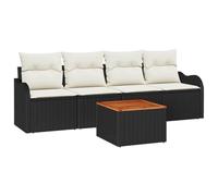 vidaXL Ensemble de canapé de Jardin 5 pièces avec Coussins en Poly rotin Noir et Pieds en Acier. Idéal pour créer Un Coin Salon Cozy sur Le Balcon, la terrasse ou dans Le Jardin. Mobilier Top !