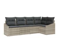 Vidaxl Ensemble De Canapé De Jardin 5 Pièces Avec Coussins Gris Clair Poly Rattan Gris