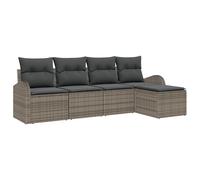 Vidaxl Ensemble De Canapé De Jardin 5 Pièces Avec Coussins Gris En Poly Rattan Gris
