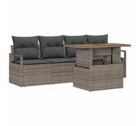 vidaXL Ensemble de Canapé de Jardin 5 pièces avec Coussins Gris en Poly Rattan, mobilier Moderne pour terrasse, résistant aux intempéries, Design modulable idéal pour se détendre.