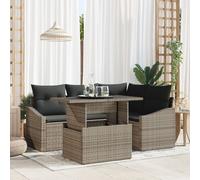 Vidaxl Ensemble De Canapé De Jardin 5 Pièces Avec Coussins Gris Polyrotin Gris