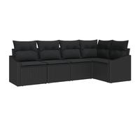 Vidaxl Ensemble De Canapé De Jardin 5 Pièces Avec Coussins Noir Poly Rattan Noir