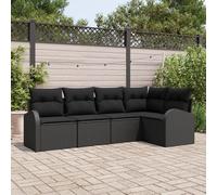 Vidaxl Ensemble De Canapé De Jardin 5 Pièces Avec Coussins Noir Poly Rotin Noir