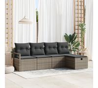Ensemble de Canapé de Jardin 5 Pièces avec Oreillers Rotin Poly Grey 3360490