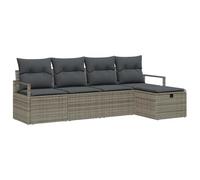 Vidaxl Ensemble De Canapé De Jardin 5 Pièces Avec Oreillers Rotin Poly Grey