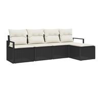 vidaXL Ensemble de canapés de jardin 5 pcs noir poly rotin