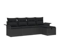 Vidaxl Ensemble De Canapé De Jardin 5 Pièces Noir Poly Rotin Avec Coussins Noir