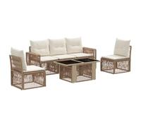 vidaXL Ensemble de canapé de Jardin 6 pc Beige et Blanc crème