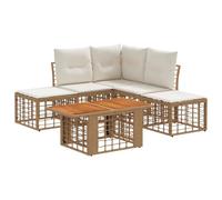 vidaXL Ensemble de canapé de Jardin 6 pc Blanc Naturel et Crème