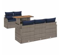 vidaXL Ensemble de canapé de Jardin 6 pc Gris et Bleu Marine | Fait avec des matériaux qui tiennent sous le soleil, super solide, Inclus des coussins amovibles pour bien se poser, Look