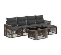 vidaXL Ensemble de canapé de Jardin 6 pc Gris et Gris foncé polyrotin