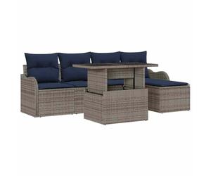 vidaXL Ensemble de canapé de Jardin 6 pc Gris polyrotin | Les coussins qui résistent à la pluie te permettent de te détendre dehors sans stresser sur l'usure, Avec un look moderne et