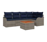 vidaXL Ensemble de canapé de Jardin 6 pc Gris polyrotin | Tu peux personnaliser les sièges comme tu veux, Fait pour durer dehors, Coussins doux et amovibles pour un bon confort
