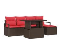 vidaXL Ensemble de canapé de Jardin 6 pc Marron Poly rotin