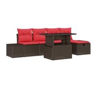 vidaXL Ensemble de canapé de Jardin 6 pc Marron polyrotin | Change facilement pour bien l'adapter à ton espace, Prêt à sortir, Un coup d'éponge et c'est bon