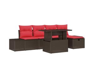 vidaXL Ensemble de canapé de Jardin 6 pc Marron polyrotin | Change facilement pour bien l'adapter à ton espace, Prêt à sortir, Un coup d'éponge et c'est bon