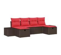 vidaXL Ensemble de canapé de Jardin 6 pc Marron polyrotin | Tu peux créer la configuration que tu veux, Des matériaux solides qui supportent toutes les conditions météo, Les coussins