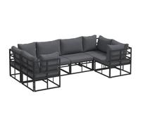 vidaXL Ensemble de canapé de Jardin avec Coussin 6 pcs Noir Aluminium, Canapé d'extérieur Moderne, à Pieds Ajustables, mobilier résistant, Style Patio pour l'été