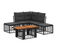 vidaXL Ensemble de canapé de Jardin 6 pc Noir et Gris foncé polyrotin