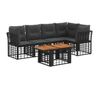 vidaXL Ensemble de canapé de Jardin 6 pc Noir et Gris foncé polyrotin