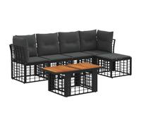 vidaXL Ensemble de canapé de Jardin 6 pc Noir et Gris foncé polyrotin