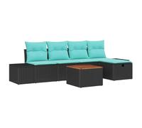 vidaXL Ensemble de canapé de Jardin 6 pc Noir Poly rotin | Réorganise-le facilement selon ton espace, Ajuste la hauteur pour être à l'aise, Un savoir-faire unique qui ajoute au style