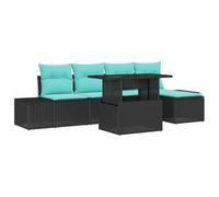 vidaXL Ensemble de canapé de Jardin 6 pc Noir polyrotin