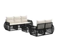 vidaXL Ensemble de canapé de Jardin 6 pc Noir polyrotin