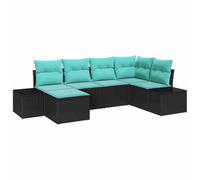 vidaXL Ensemble de canapé de jardin 6 pc Noir polyrotin | Sections flexibles pour toutes sortes de configurations, Fabriqué soigneusement avec des matériaux de qualité, Duvets doux