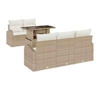vidaXL Ensemble de canapé de Jardin 6 pcs Beige 100 x 55 x 73 cm, Mobilier de Jardin et terrasse, canapé modulable en rotin, siège d'extérieur, Pieds réglables, Style Convivial