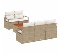 vidaXL Ensemble de canapé de Jardin 6 pcs Beige et Blanc, Canapé modulable, Lounge de Jardin résistant aux intempéries, mobilier de Patio Moderne pour se détendre, relaxez-Vous