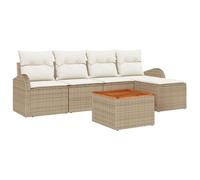 vidaXL Ensemble de canapé de Jardin 6 pcs Beige et Blanc, Jardin et terrasse, Moderne, résistant aux UV, mobilier Lounge extérieur, système de sièges modulables