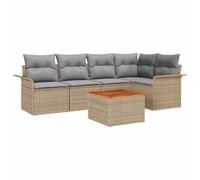 vidaXL Ensemble de canapé de Jardin 6 pcs Beige et Gris Clair, Canapé de Jardin et terrasse, Design Moderne, Ensemble de Rangement, Meuble extérieur, Lounge résistant aux intempéries