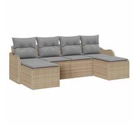 vidaXL Ensemble de canapé de Jardin 6 pcs Beige et Gris Clair, Salon de Jardin et terrasse, Set modulable, rectangulaire, résistant aux UV, canapé d’extérieur, mobilier sectionnel