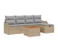 vidaXL Ensemble de canapé de Jardin 6 pcs Beige Poly rotin, Ensemble de sièges d'extérieur, modulable et résistant, pour Jardin et terrasse, mobilier Contemporain.