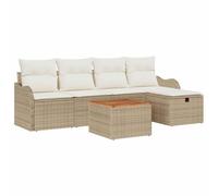 vidaXL Ensemble de canapé de Jardin 6 pcs Beige Poly rotin, Canapé de Jardin et terrasse, Moderne, modulable, léger, résistant au UV, rangements, Coin détente