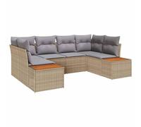 vidaXL Ensemble de canapé de Jardin 6 pcs Beige Poly rotin, Canapé de Jardin modulaire, Moderne, résistant aux intempéries, Espace détente, Design Flexible